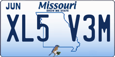 MO license plate XL5V3M
