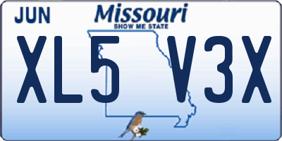 MO license plate XL5V3X