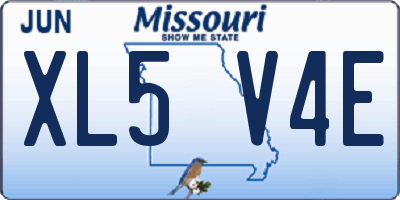 MO license plate XL5V4E