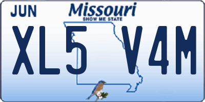 MO license plate XL5V4M