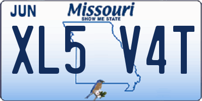 MO license plate XL5V4T