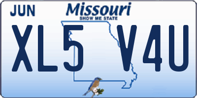MO license plate XL5V4U