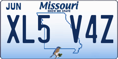 MO license plate XL5V4Z