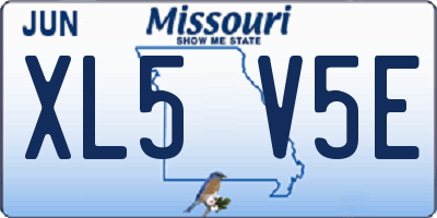 MO license plate XL5V5E