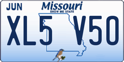 MO license plate XL5V5O