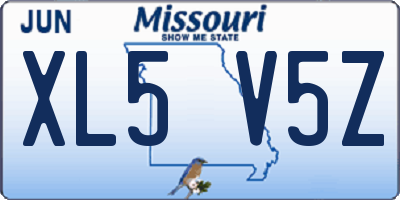 MO license plate XL5V5Z