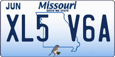 MO license plate XL5V6A