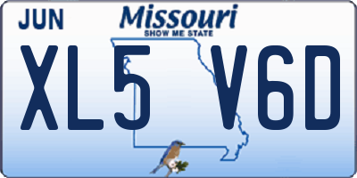 MO license plate XL5V6D