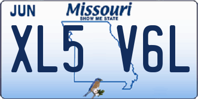 MO license plate XL5V6L
