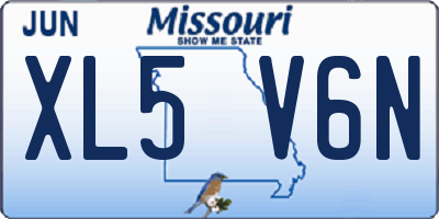 MO license plate XL5V6N
