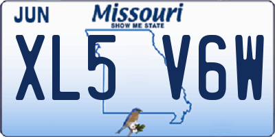 MO license plate XL5V6W
