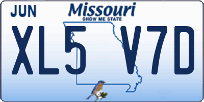 MO license plate XL5V7D