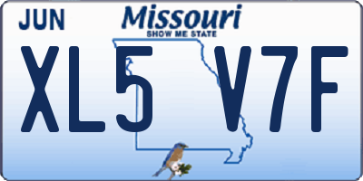 MO license plate XL5V7F