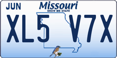 MO license plate XL5V7X