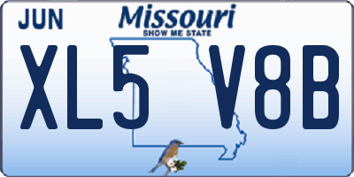 MO license plate XL5V8B