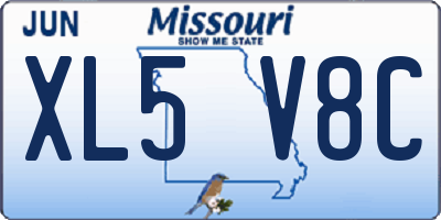 MO license plate XL5V8C