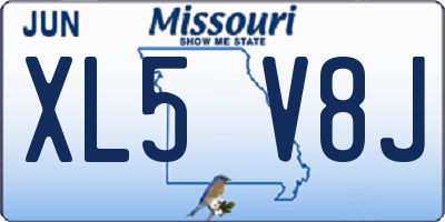 MO license plate XL5V8J