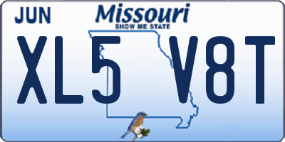 MO license plate XL5V8T