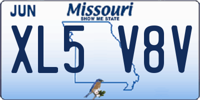MO license plate XL5V8V