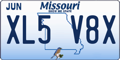 MO license plate XL5V8X