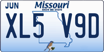 MO license plate XL5V9D