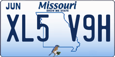 MO license plate XL5V9H
