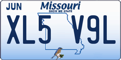 MO license plate XL5V9L