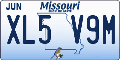 MO license plate XL5V9M