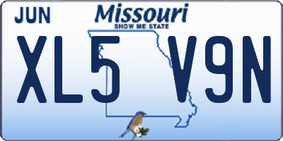 MO license plate XL5V9N
