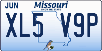 MO license plate XL5V9P