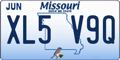 MO license plate XL5V9Q