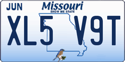 MO license plate XL5V9T