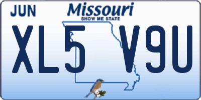 MO license plate XL5V9U