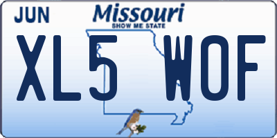 MO license plate XL5W0F