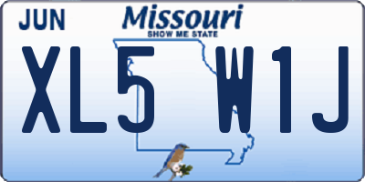 MO license plate XL5W1J