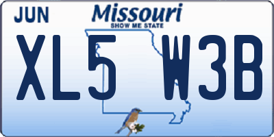 MO license plate XL5W3B