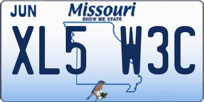 MO license plate XL5W3C