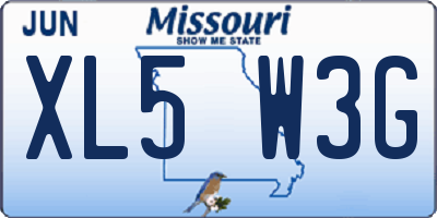 MO license plate XL5W3G