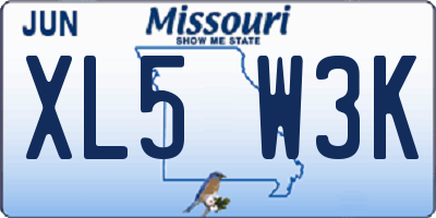 MO license plate XL5W3K