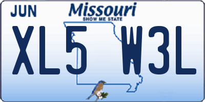 MO license plate XL5W3L