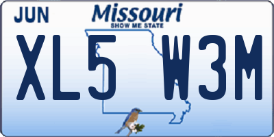 MO license plate XL5W3M