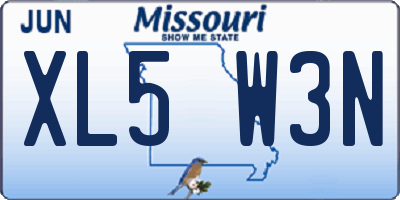 MO license plate XL5W3N