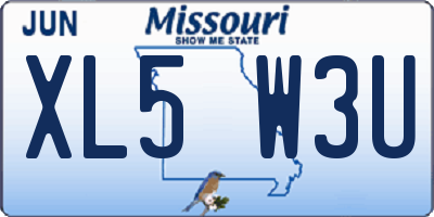 MO license plate XL5W3U