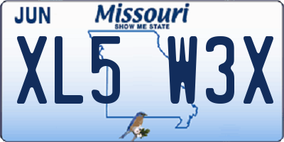 MO license plate XL5W3X