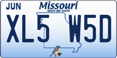 MO license plate XL5W5D