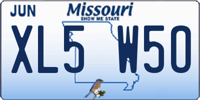 MO license plate XL5W5O