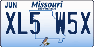 MO license plate XL5W5X