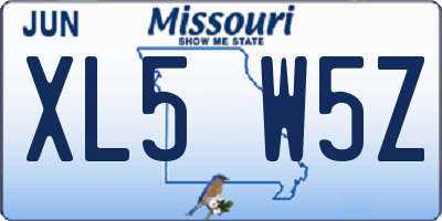 MO license plate XL5W5Z