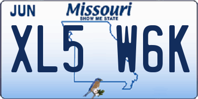 MO license plate XL5W6K