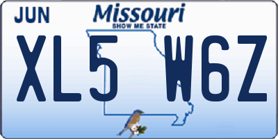 MO license plate XL5W6Z